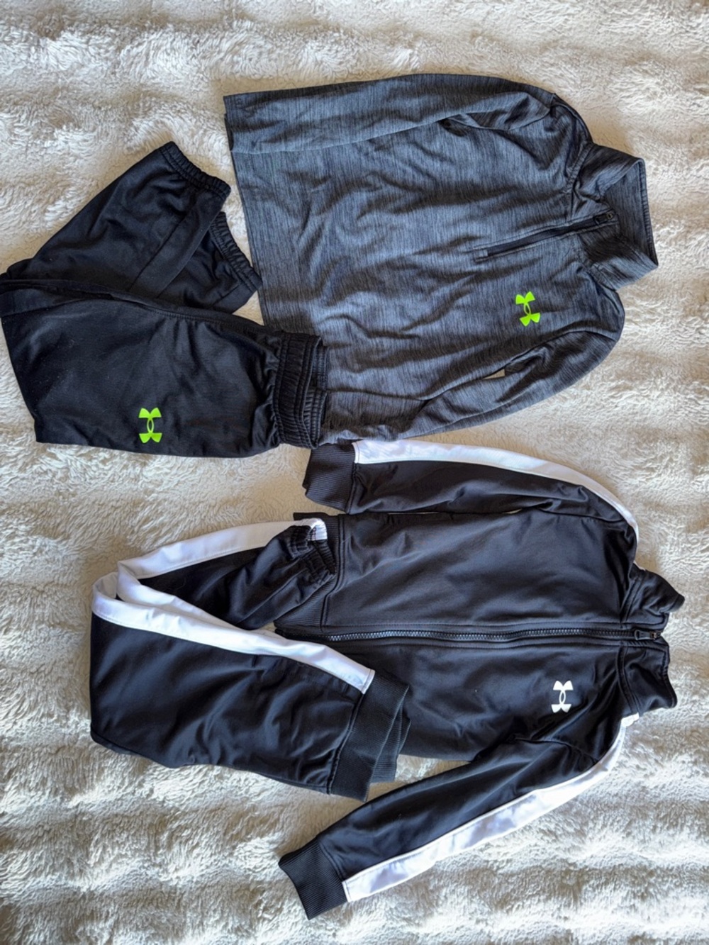 Under Armour Black & Gray Youth Twin Set with Neon Green Logos